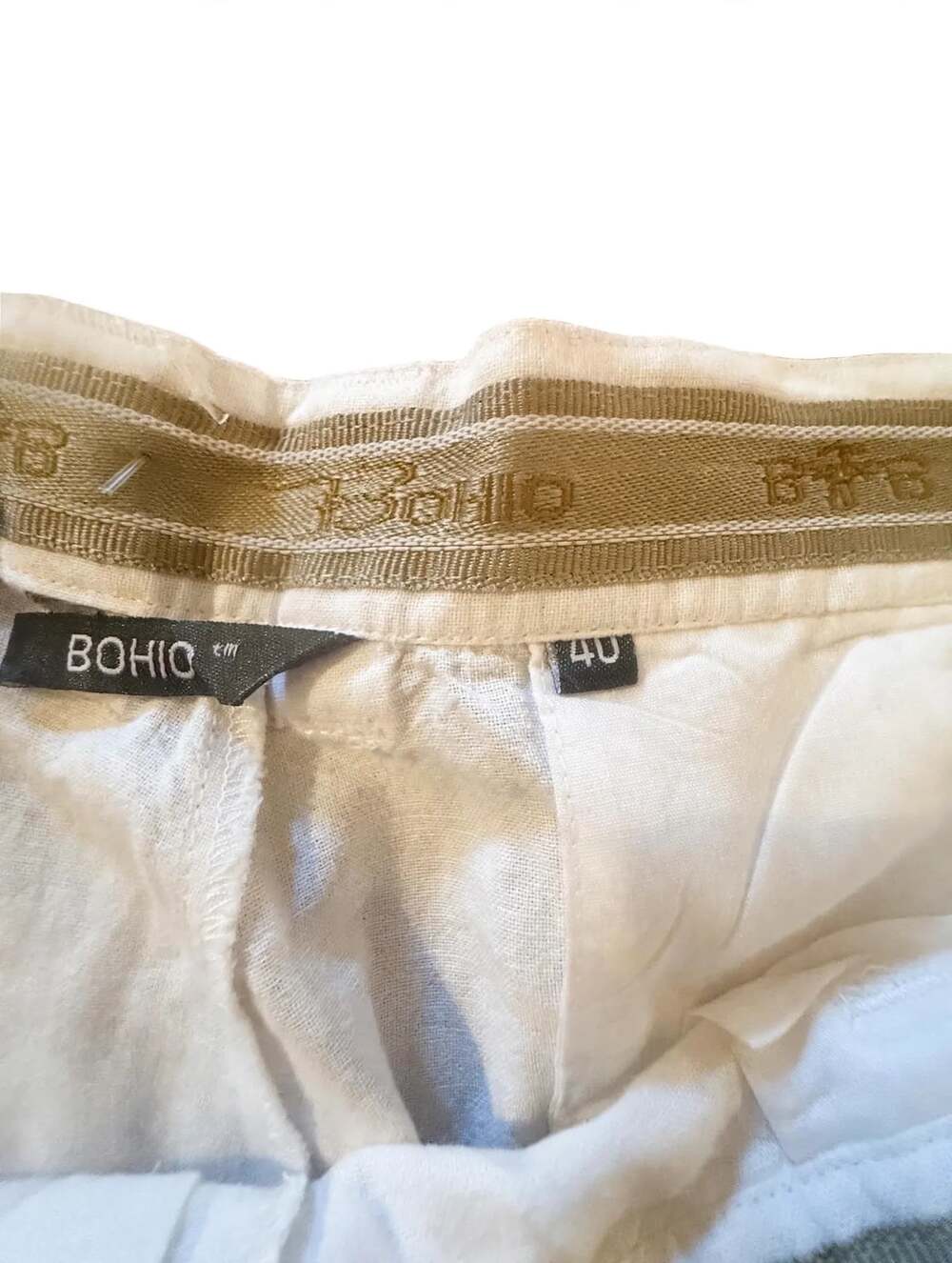 Bohio Men's White Linen-Cotton Blend Flat Front Shorts Size 40 - Picture 3 of 7